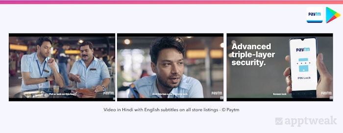 Paytm store listing video on the Play Store.